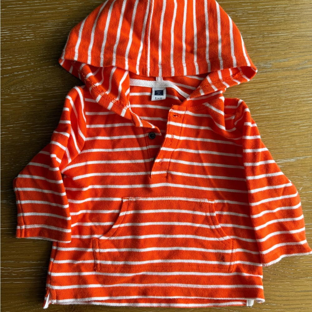 Janie and Jack Orange and White Striped Sweatshirt